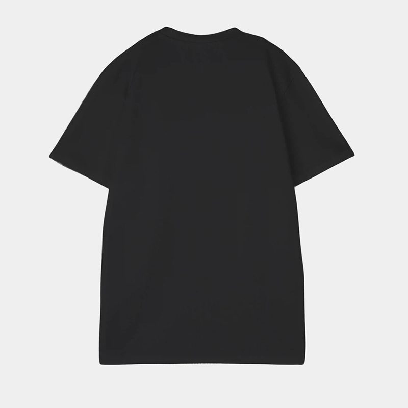 Back view of plain black regular-fit crew neck T-shirt
