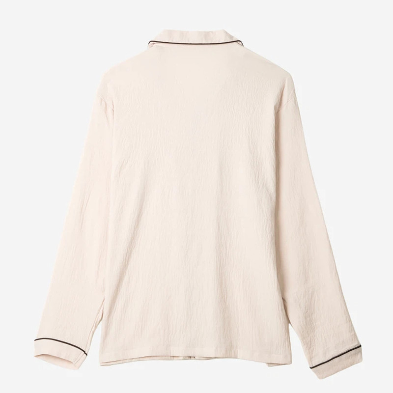 Back view of cream beige long sleeve pajama top