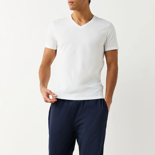 White Slim Fit Polyester V-Neck T-Shirt Manufacturer