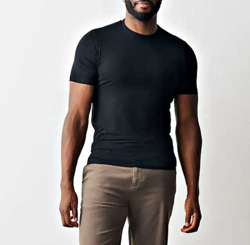 Black Fitted Polyester Crew Neck T-Shirt Manufacturer