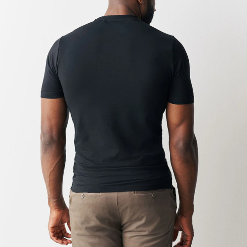 Black Fitted Polyester Crew Neck T-Shirt Manufacturer
