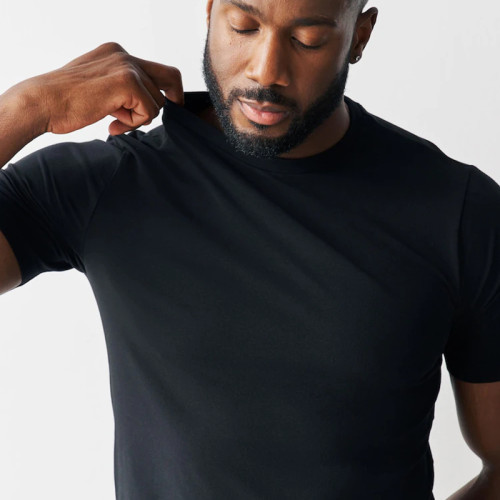 Black Fitted Polyester Crew Neck T-Shirt Manufacturer