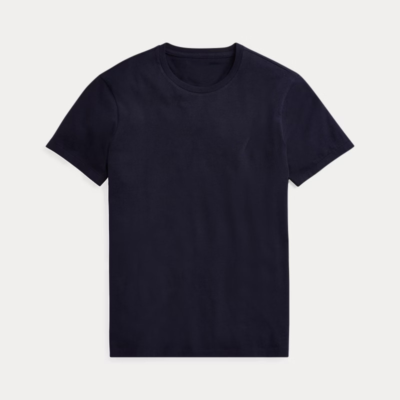 Navy slim fit crew neck T-shirt flat view