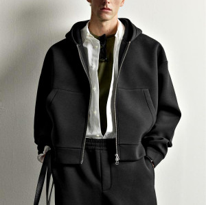 Black Relaxed Fit Full-Zip Hoodie Manufacturer