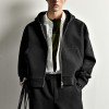 Black Relaxed Fit Full-Zip Hoodie Manufacturer