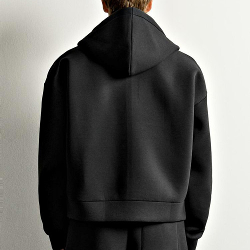 Black Relaxed Fit Full-Zip Hoodie Manufacturer