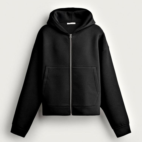 Black Relaxed Fit Full-Zip Hoodie Manufacturer