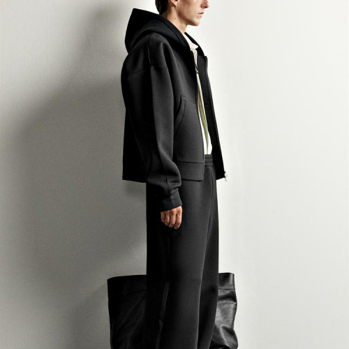 Black Relaxed Fit Full-Zip Hoodie Manufacturer