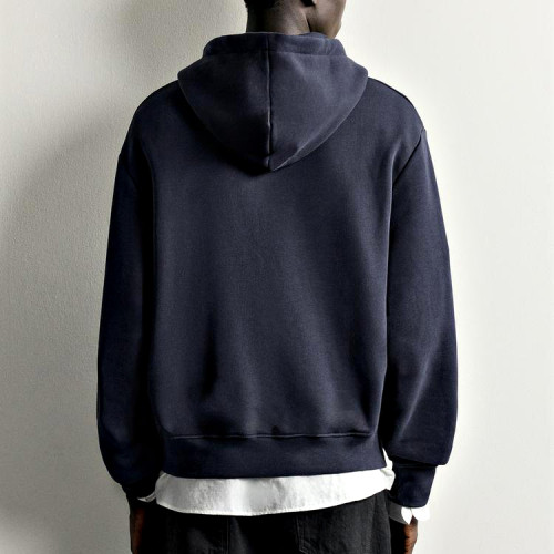 Custom Men's Brushed Inside Relaxed Fit Hoodie | Polyester Chest Pocket Sweatshirt for Streetwear & Loungewear | OEM Manufacturer