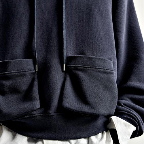 Custom Men's Brushed Inside Relaxed Fit Hoodie | Polyester Chest Pocket Sweatshirt for Streetwear & Loungewear | OEM Manufacturer