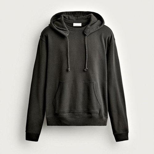 Charcoal Pullover Hoodie Manufacturer | Ribbed Crew Neck Detail
