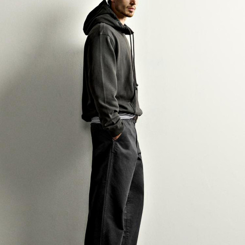 Charcoal Pullover Hoodie Manufacturer | Ribbed Crew Neck Detail