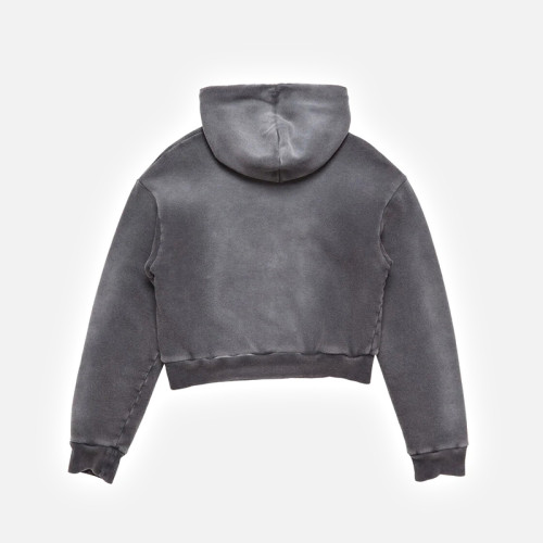 Charcoal Spray-Effect Zip Hoodie Manufacturer | Waist-Length