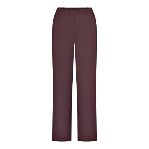 Burgundy Button-Front Pajama Set Manufacturer | Long-Sleeve Piped Trim