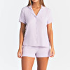 Custom Women's Ultra-Soft Short Pajama Set | Polyester Button-Up Sleep Top & Drawstring Shorts | Sleepwear & Loungewear OEM Manufacturer