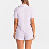 Custom Women's Ultra-Soft Short Pajama Set | Polyester Button-Up Sleep Top & Drawstring Shorts | Sleepwear & Loungewear OEM Manufacturer