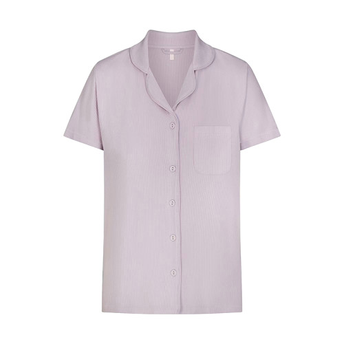 Custom Women's Ultra-Soft Short Pajama Set | Polyester Button-Up Sleep Top & Drawstring Shorts | Sleepwear & Loungewear OEM Manufacturer