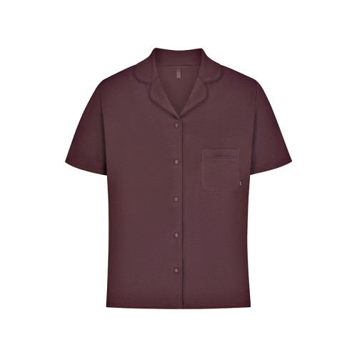 Burgundy Short-Sleeve Pajama Set | Wholesale Sleepwear Supplier