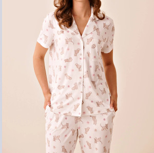Bengal Cat Print Short-Sleeve Pajama Set | OEM Supplier