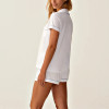 White Short-Sleeve Pajama Shorts Set | Private Label Sleepwear