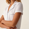 White Short-Sleeve Pajama Shorts Set | Private Label Sleepwear