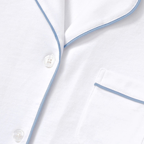 White Short-Sleeve Pajama Shorts Set | Private Label Sleepwear