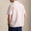 Custom Men's Classic Striped Oxford Shirt | Polyester Short-Sleeve Relaxed Fit with Back Pleat & Chest Pocket | OEM Manufacturer