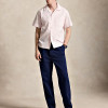 Custom Men's Classic Striped Oxford Shirt | Polyester Short-Sleeve Relaxed Fit with Back Pleat & Chest Pocket | OEM Manufacturer