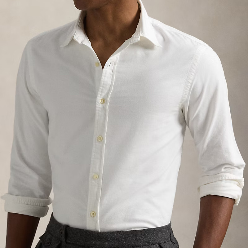 Button front and collar detail on the slim fit Oxford shirt