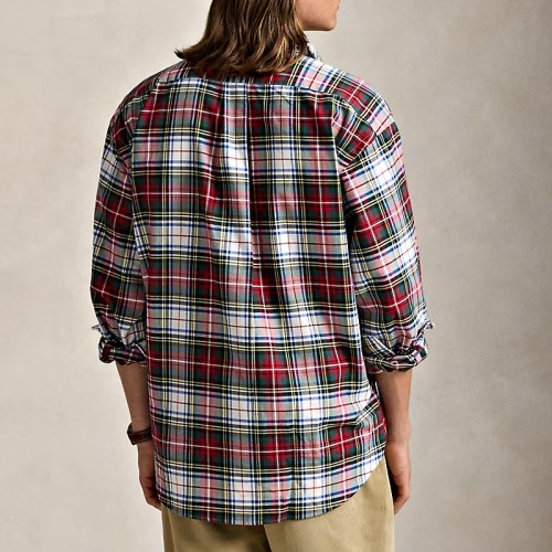 Custom Men's Plaid Oversized Shirt | Polyester Long-Sleeve Button-Down Collar Casual Shirt for Streetwear & Casual Wear | OEM Manufacturer