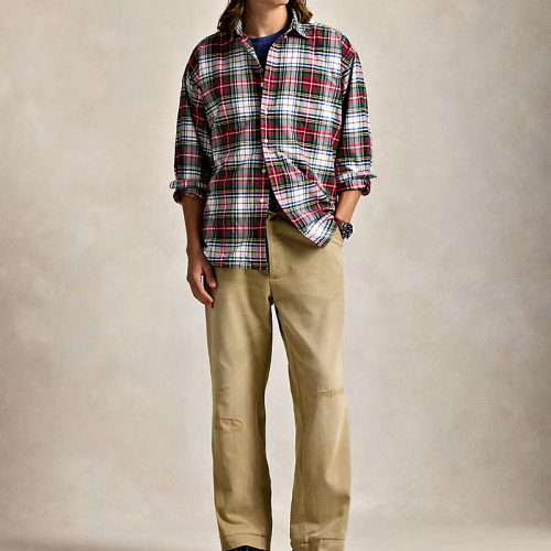 Custom Men's Plaid Oversized Shirt | Polyester Long-Sleeve Button-Down Collar Casual Shirt for Streetwear & Casual Wear | OEM Manufacturer