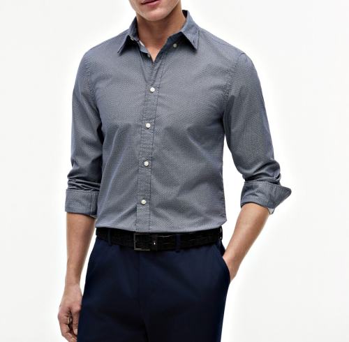 Slim Fit Micro-Print Button-Down Shirt | Bulk Shirt Supplier