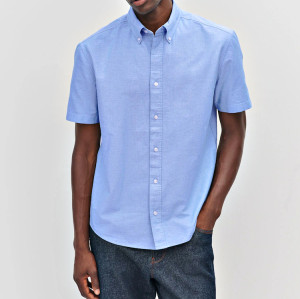 Light Blue Regular Fit Short Sleeve Button-Down Shirt Wholesale Supplier