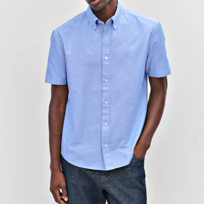Light Blue Regular Fit Short Sleeve Button-Down Shirt Wholesale Supplier