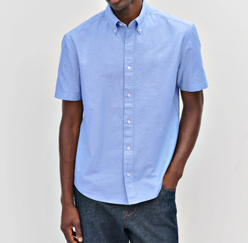 Light Blue Regular Fit Short Sleeve Button-Down Shirt Wholesale Supplier