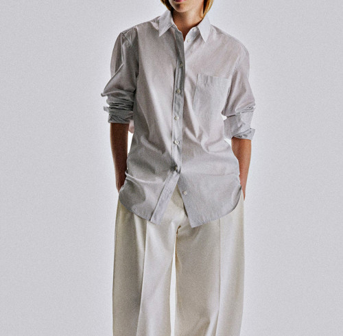 Women's Fine Stripe Long Sleeve Pocket Shirt Supplier