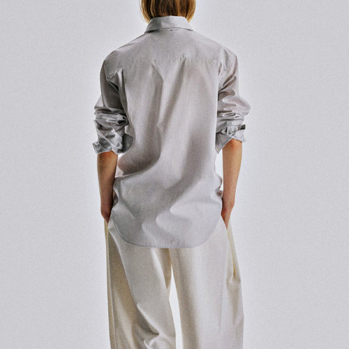 Women's Fine Stripe Long Sleeve Pocket Shirt Supplier