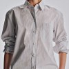 Women's Fine Stripe Long Sleeve Pocket Shirt Supplier