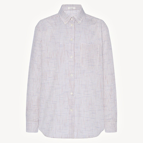 Women's Checkered Long Sleeve Shirt | Polyester Casual Shirt with Chest Pocket & Curved Hem | OEM Manufacturer