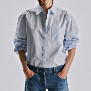 Women's Textured Long Sleeve Pocket Shirt Supplier