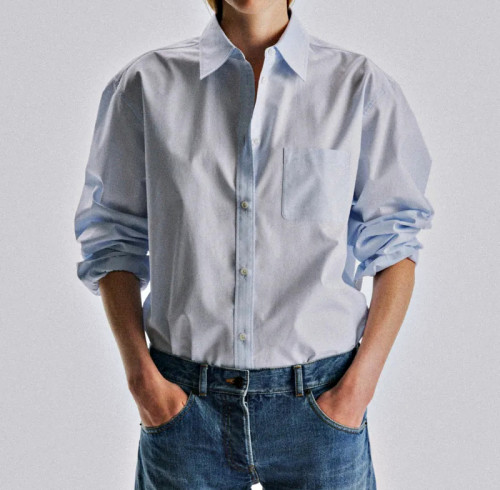 Women's Textured Long Sleeve Pocket Shirt Supplier