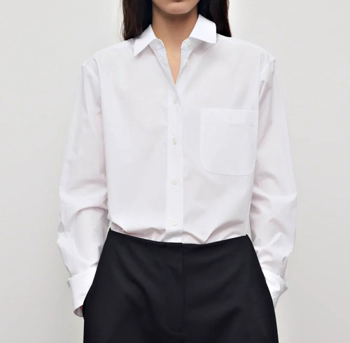 Women's White Button-Front Pocket Shirt | Bulk Shirt Supplier