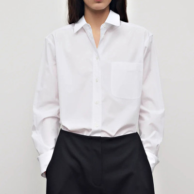 Women's White Button-Front Pocket Shirt | Bulk Shirt Supplier