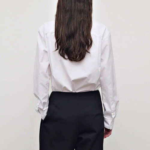 Women's White Button-Front Pocket Shirt | Bulk Shirt Supplier