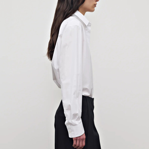 Women's White Button-Front Pocket Shirt | Bulk Shirt Supplier