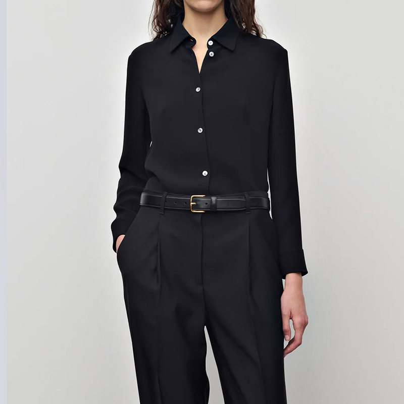 Women's fitted long sleeve shirt front view