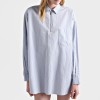 Women's Fine Stripe Half-Zip Pocket Shirt for Wholesale Orders