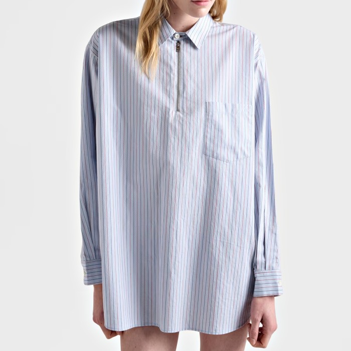 Women's Fine Stripe Half-Zip Pocket Shirt for Wholesale Orders