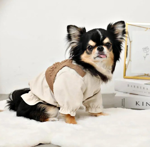 Dog Knit Camisole Tank Top | Cute 3D Knit Pattern Ruffle Hem Pet Tank Top | OEM Manufacturer