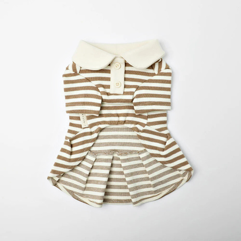 Custom branded dog striped shirt dress example